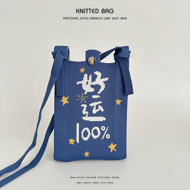 Women's Charming Mobile Detachable Strap Knitted Phone Bags