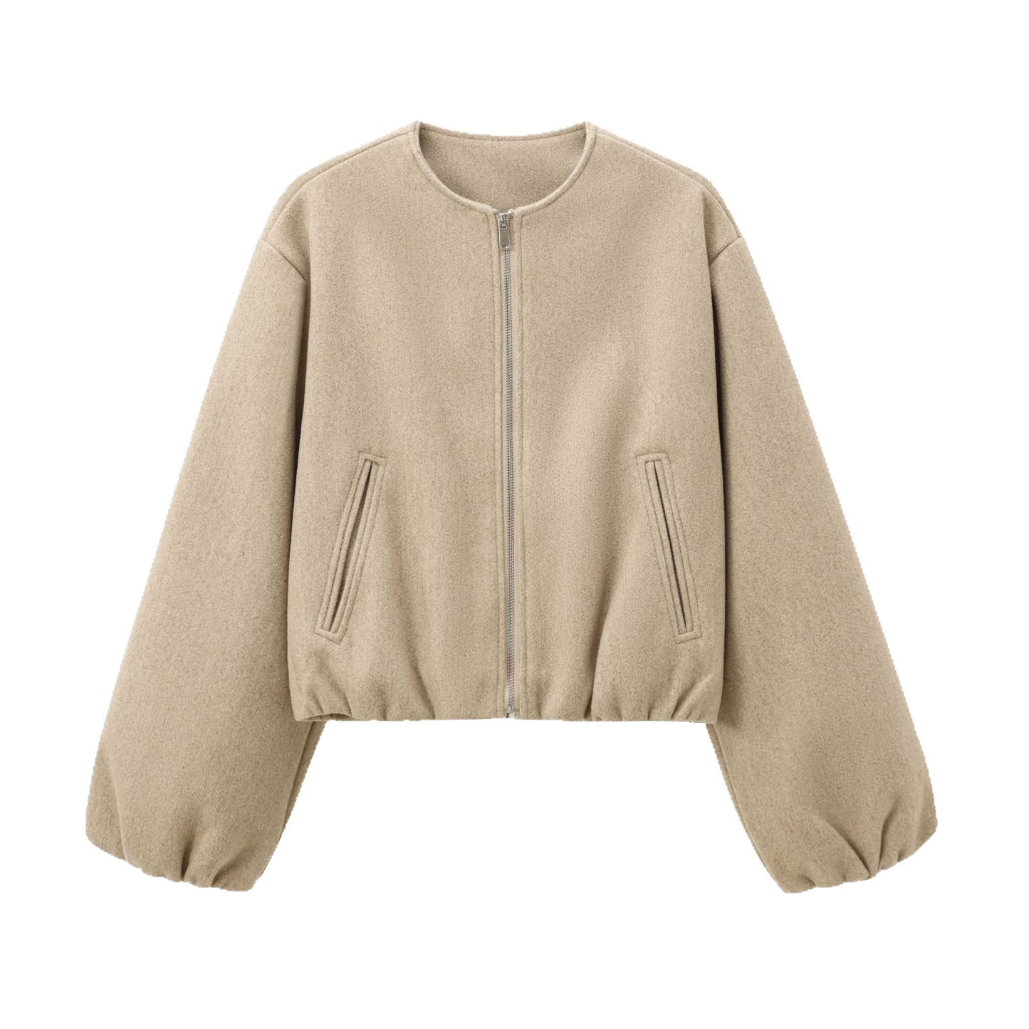 Women's Fashionable Round Neck Soft Long-sleeved Bomber Jackets