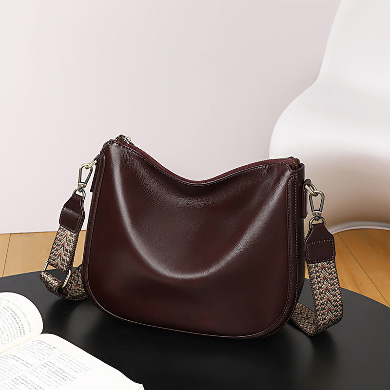 Women's Saddle Genuine Leather Versatile Large Capacity Crossbody Bags