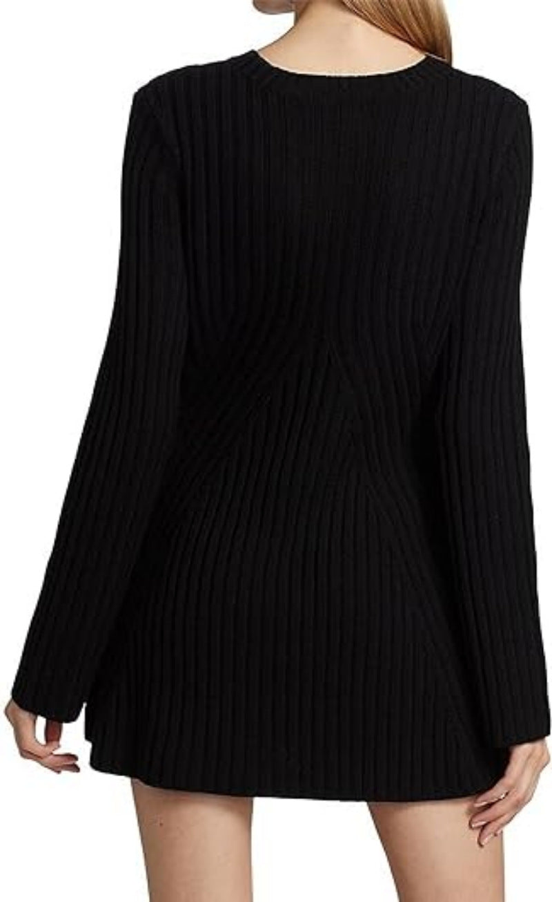 Women's Long Sleeve Knitted Dress Solid Color Dresses