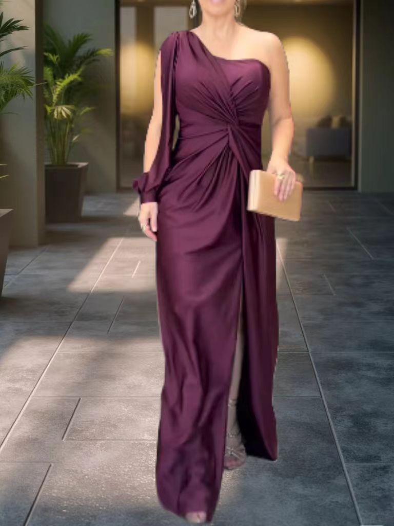 Summer Knotted Split Solid Color Slim Dresses