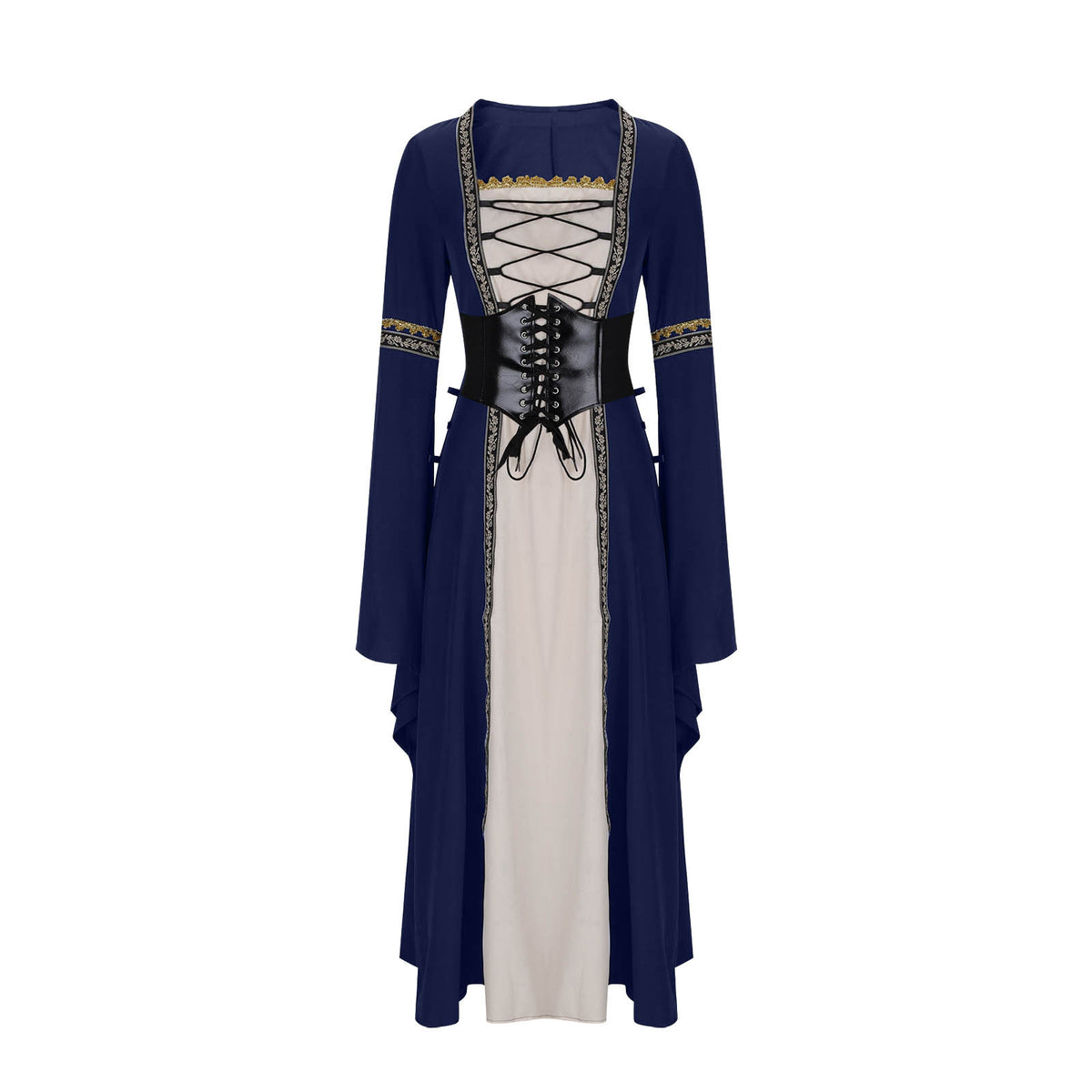 Women's Square Collar Long Sleeve Flare Lace Gothic Retro Clothing