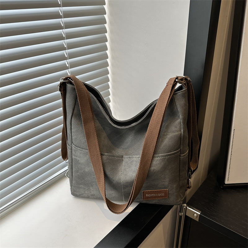 Women's Denim Solid Color Large Capacity Commuter Shoulder Bags