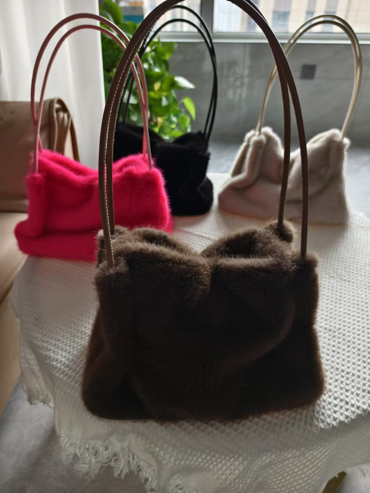 Women's Cool Plush Fur Furry Korean Bags