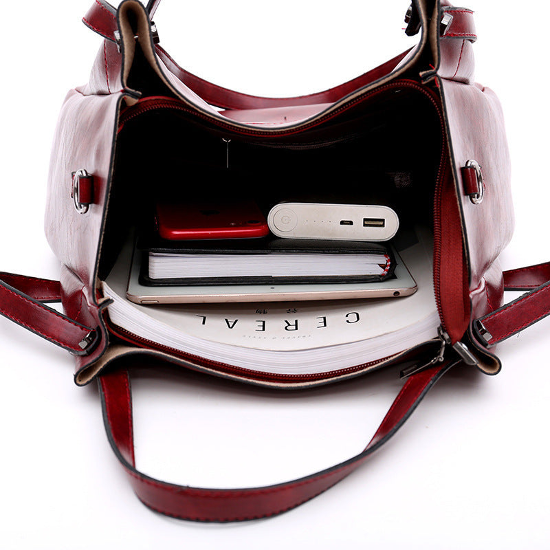 Durable Graceful Trendy Mother Solid Color Shoulder Bags