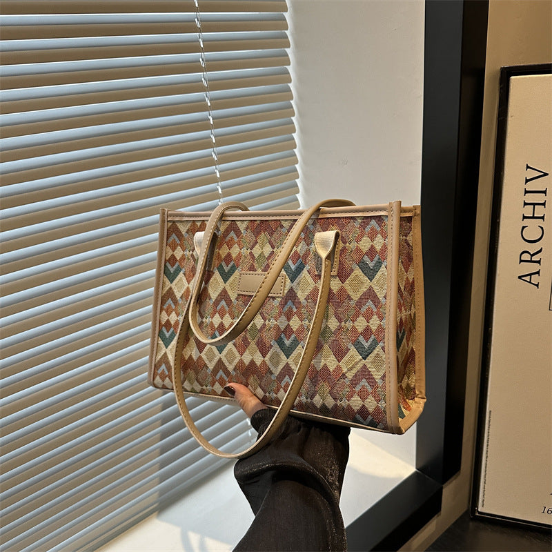 Women's Check Pattern Commuter Fashion Today Popular Tote Bags