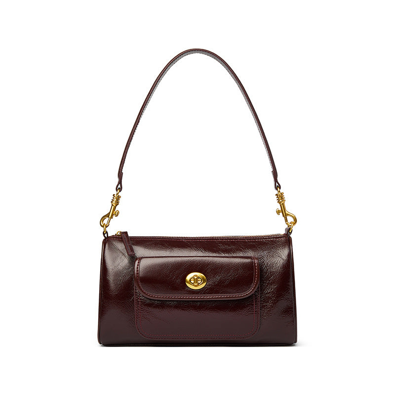 Women's High-grade Leather Pillow Fashionable Retro Underarm Shoulder Bags