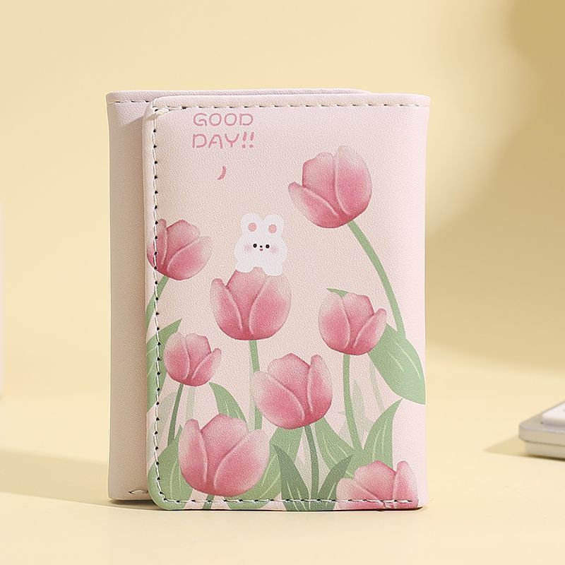 Women's Rabbit Tulip Off Short Style Cute Ladies Wallets