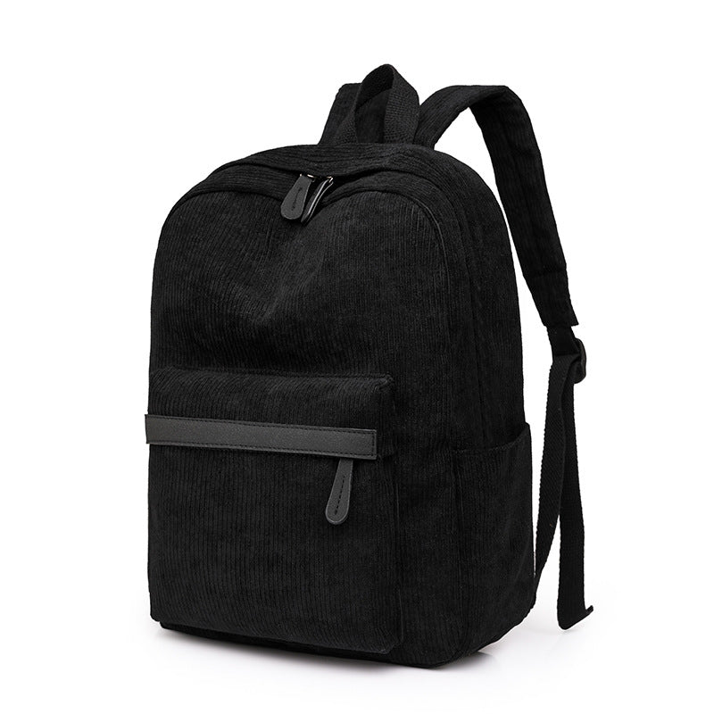 Women's & Men's Large Capacity Corduroy Solid Color High Middle School Students' Schoolbags