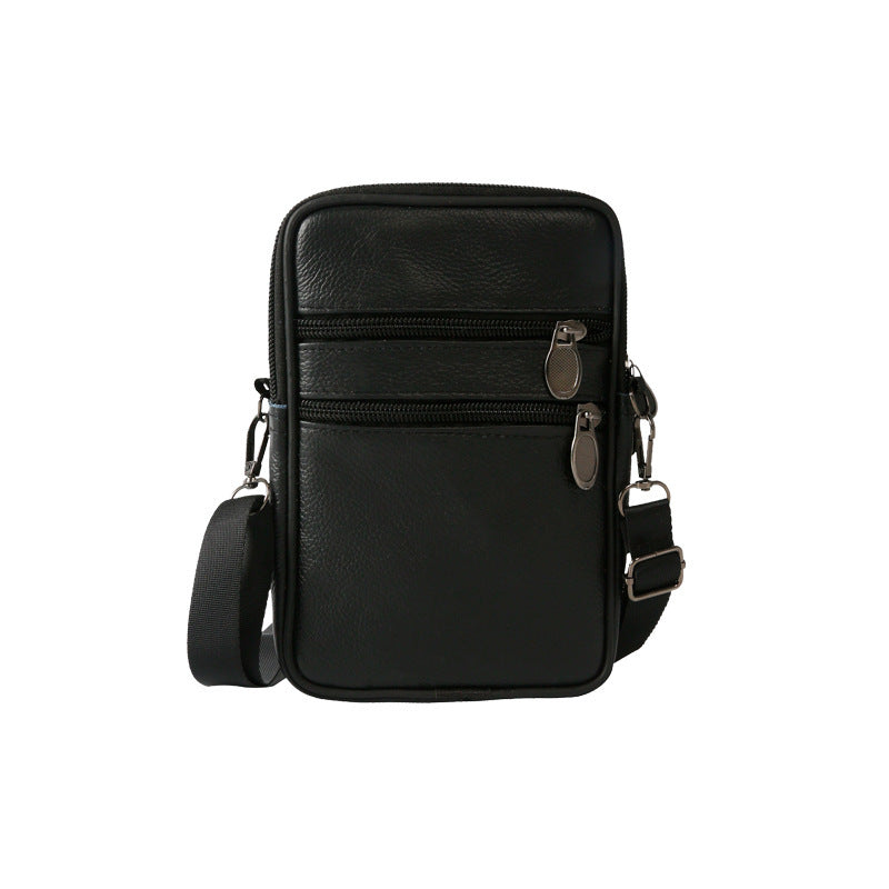 Casual Men's Versatile Vertical Leather Zipper Men's Messenger Bags