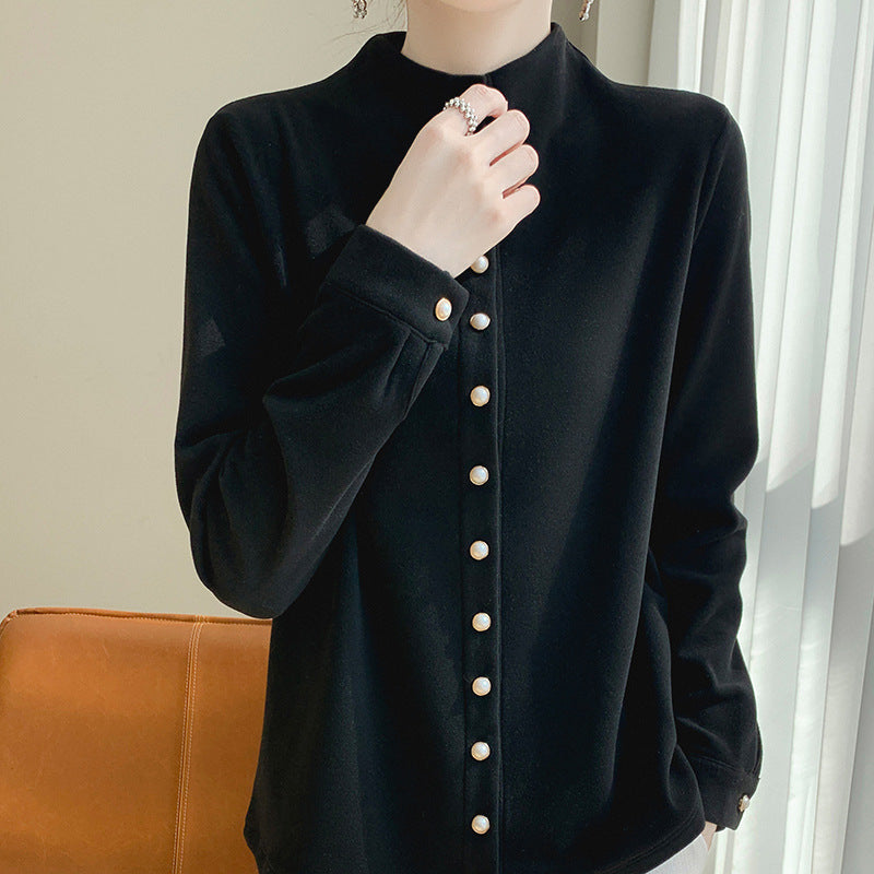 Women's Double-sided Warm Shirt Half Turtleneck Fashion Blouses