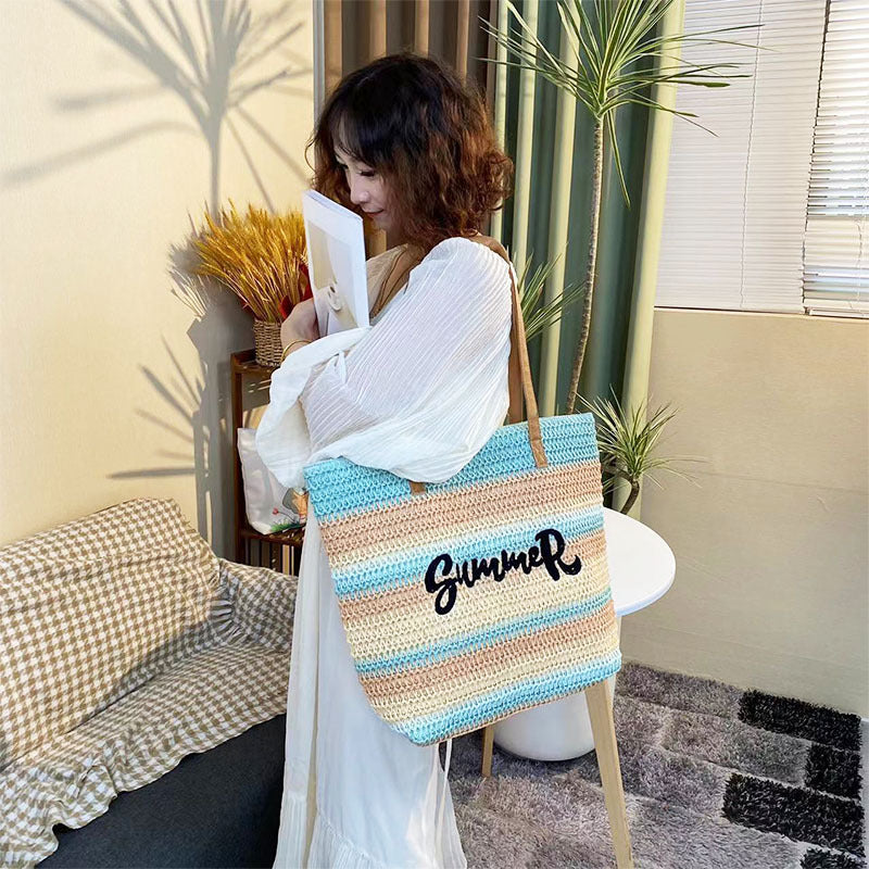 Summer Handmade Embroidery Three-dimensional Flower Letter Tote Bags