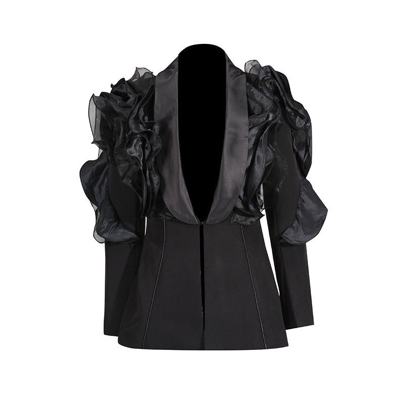 Women's Australian Show Sexy Small Three-dimensional Ruffled Stitching Blazers