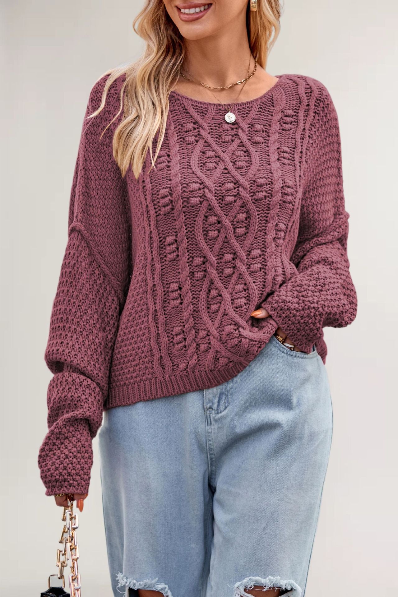 Women's Round Neck Twisted String Twist Specializing Sweaters