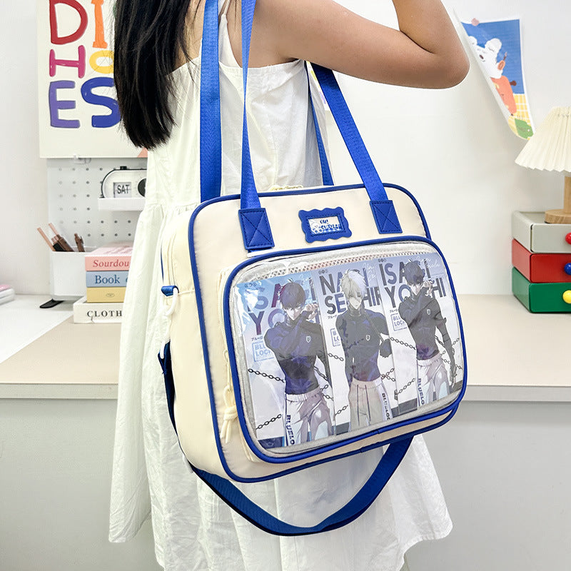 Large Capacity Class Transparent Cartoon Two-dimensional Shoulder Bags