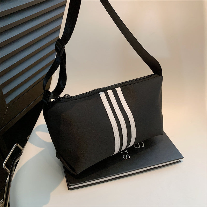 Women's Style Oxford Cloth Korean Fashionable Striped Shoulder Bags