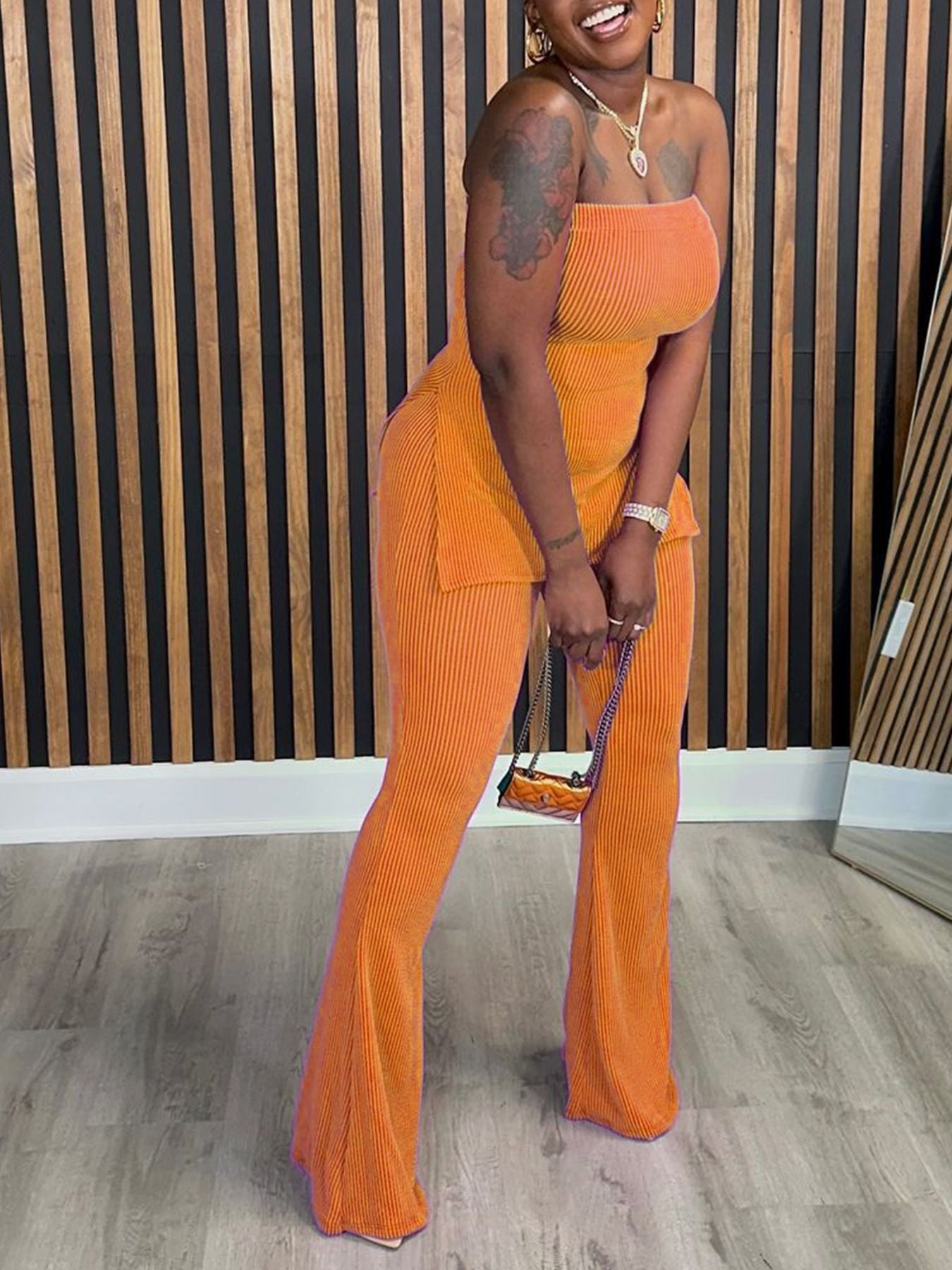 Bandeau Sexy Solid Color Ladies Two-piece Fashion Casual Suit