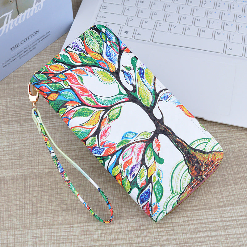 Women's Zipper Soft Leather Fashion Cross Print Ladies Wallets