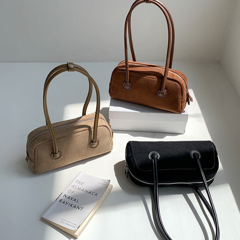 Women's Fashion Suede Niche High Sense Baguette Shoulder Bags