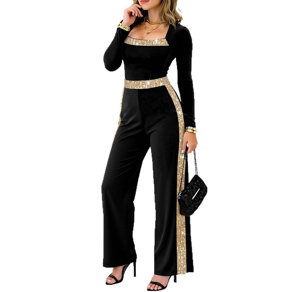 Autumn Fashion Commuter Sequin Trim Casual Suits