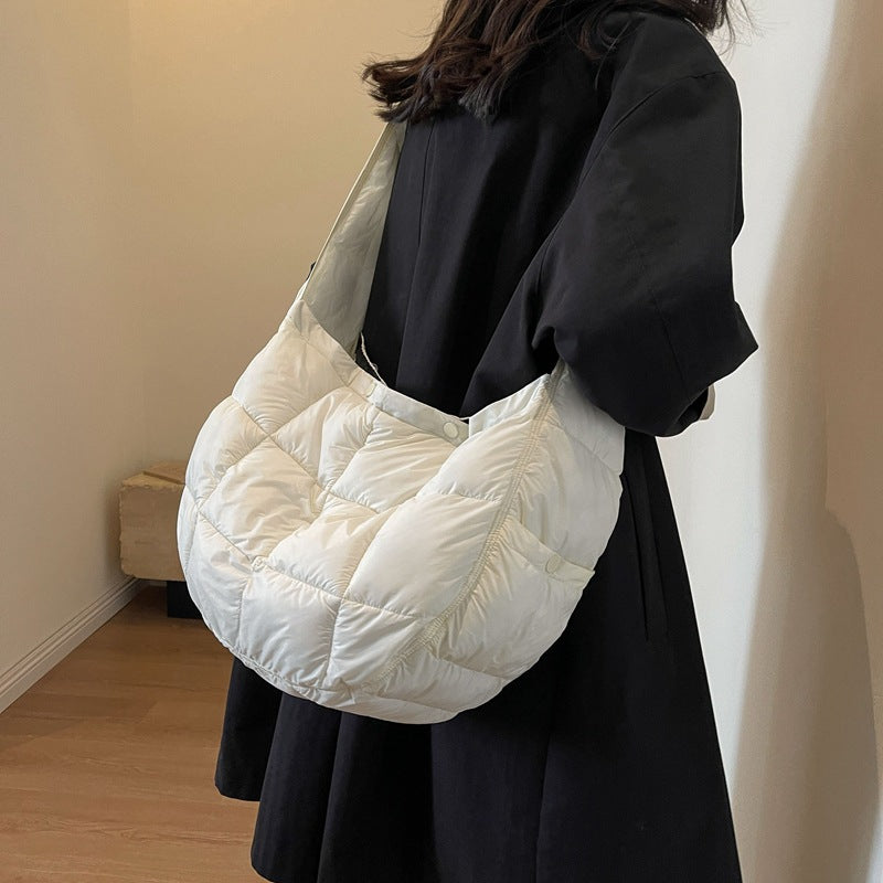 Women's Korean Style Plaid Large Capacity Down Crossbody Bags