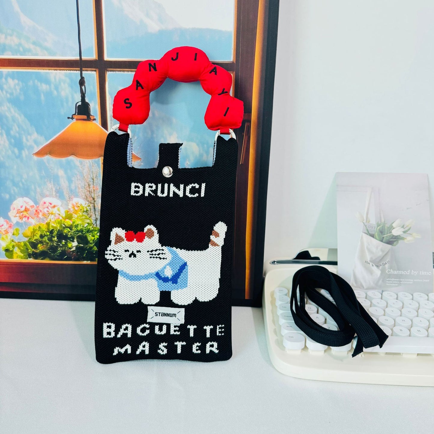 Creative Cute Cartoon Cat Knitted Mini Crossbody Bags