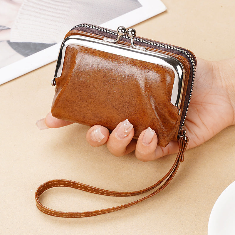 Leather Change Packet Clip Slot Wrist Card Holder