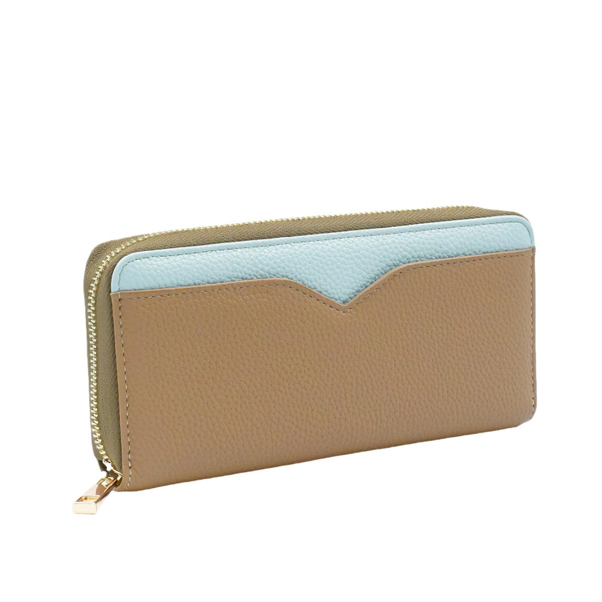Women's Style Real Leather Contrast Color Long Multifunctional Ladies Wallets