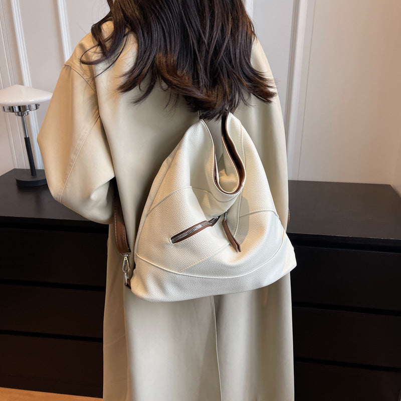 Large Capacity Commuter Fashion Stitching Big Shoulder Bags