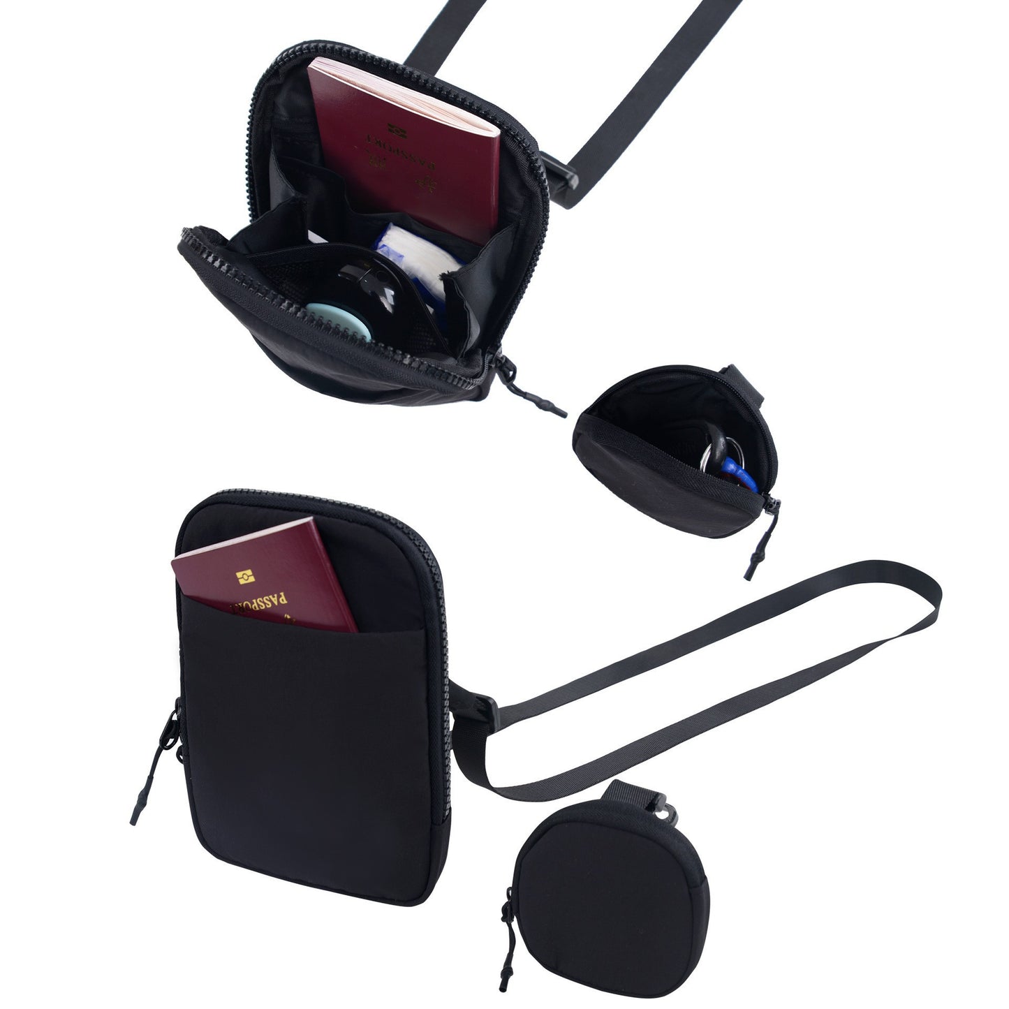Women's & Men's & Trendy Adjustable Detachable Waterproof Nylon Phone Bags