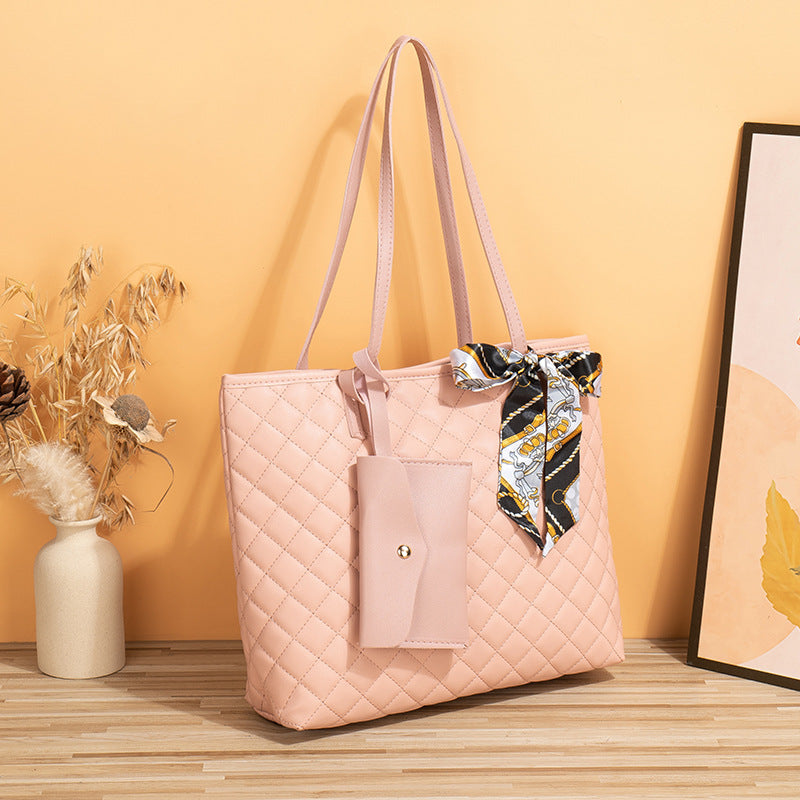 Women's Large Capacity Diamond Plaid Texture Mummy Tote Bags