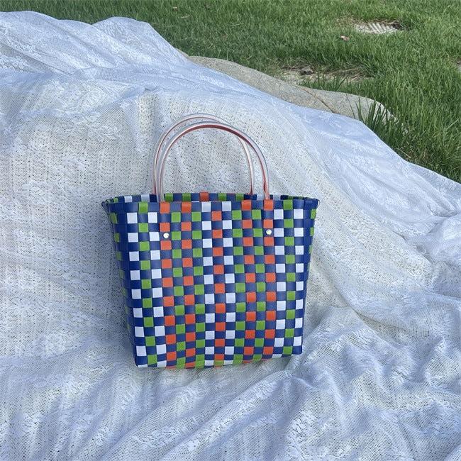 Women's Woven Large Capacity Straw Portable Vegetable Handbags