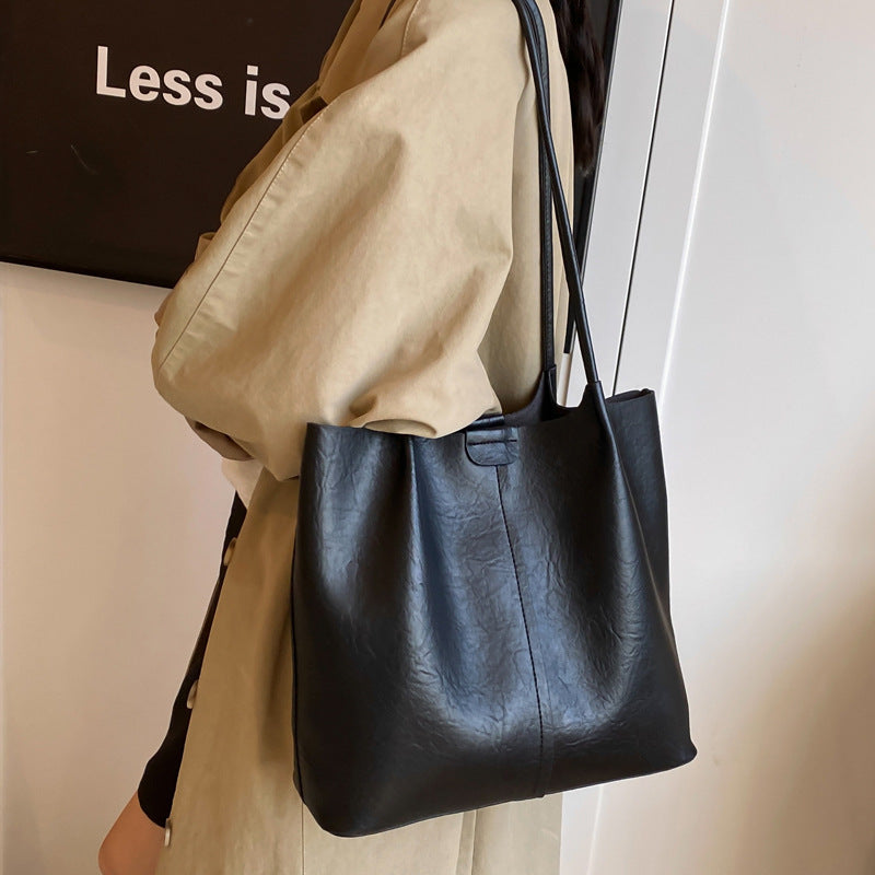 Women's Versatile Large Capacity Korean Style Retro Temperament Shoulder Bags