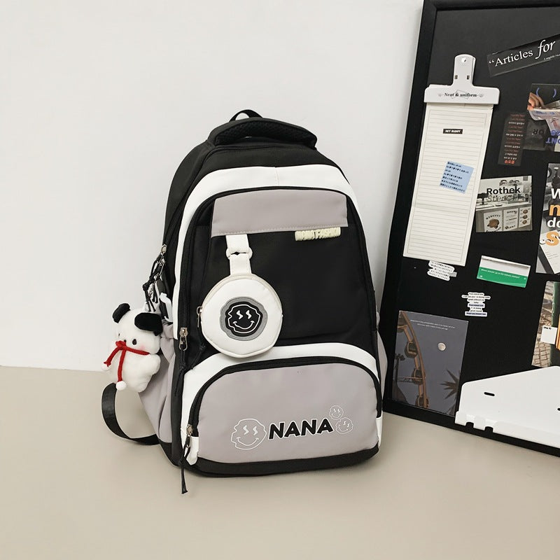 Women's Korean Patchwork Contrast Color Good-looking Large Backpacks