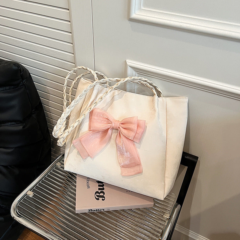Women's Design Bow Contrast Color Versatile Hand-held Armpit Bags