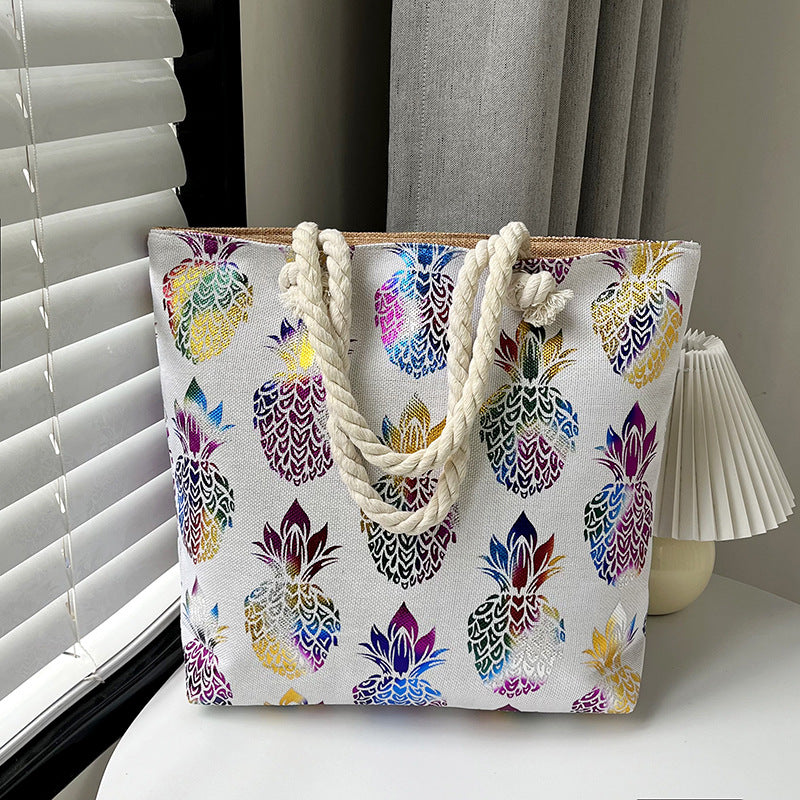 Women's Linen Hot Printed Pattern Large Capacity Shoulder Bags