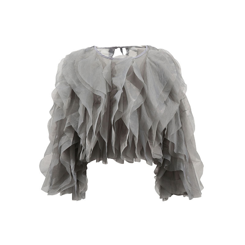 Women's Wear Shirt Design Ruffled Stitching Solid Blouses