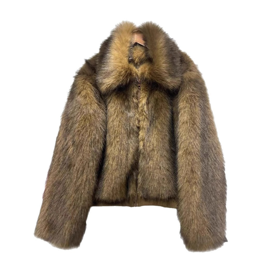 Women's Artificial Imitation Fur Plush Fox Coats
