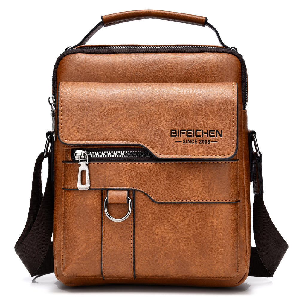 Men's Classic Retro Vertical Portable Leather Men's Shoulder Bags