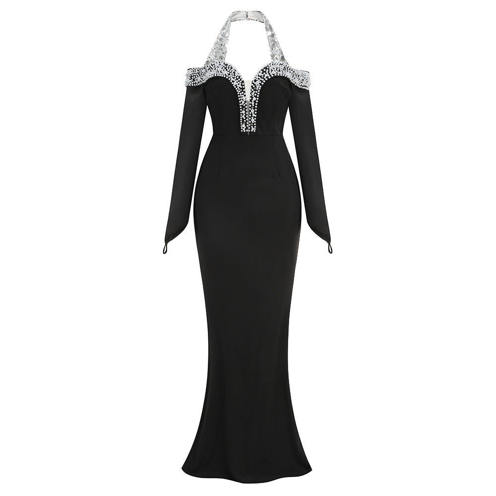 Dress Dark Style Long-sleeved Fishtail Diamond Dresses