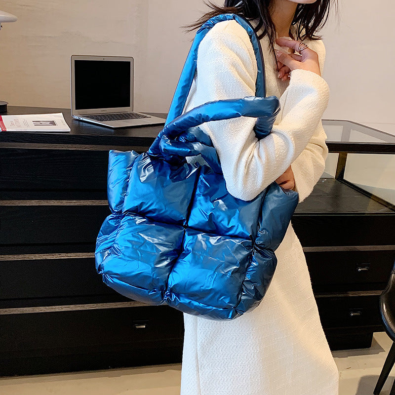 Women's Fashion Large Capacity Totes High-grade Shiny Simple Shoulder Bags