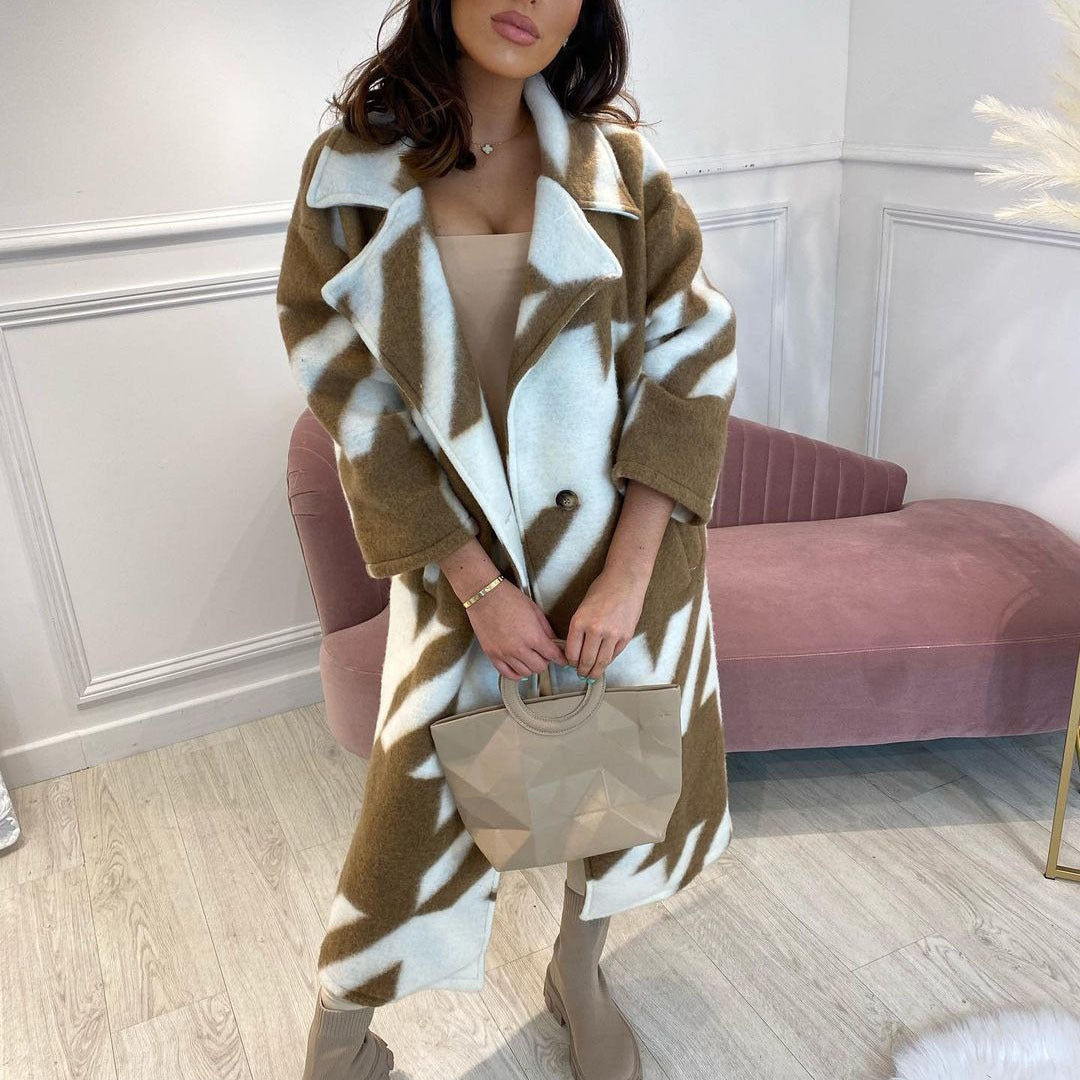 Women's Than Autumn Color Matching Fashion Long Coats