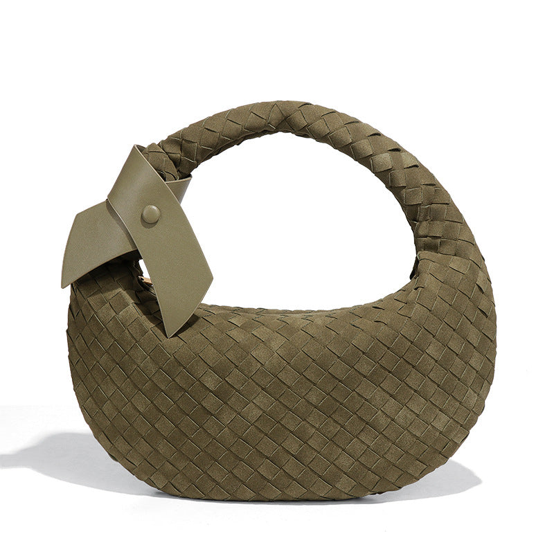 Large Capacity Woven Dumpling Croissant Frosted Handbags