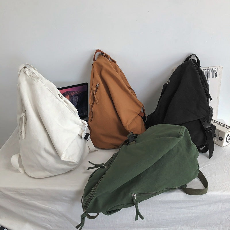 Women's & Men's & Washed Canvas Niche Solid Color Retro Backpacks