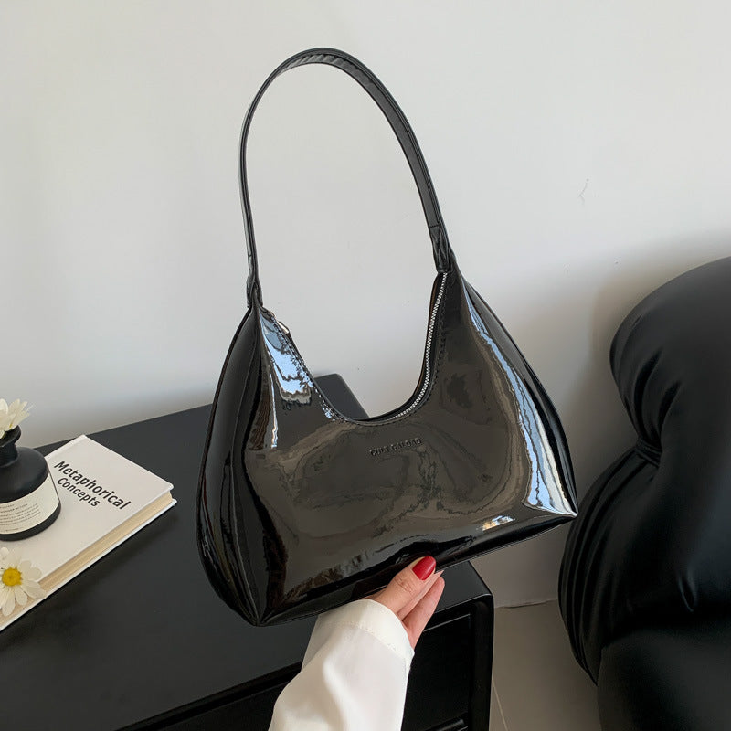 Women's Niche Patent Leather French Stick Selenodont Stylish Armpit Bags