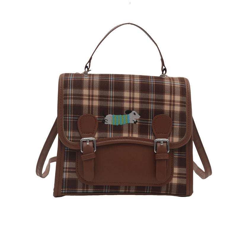 Style Checked Female Autumn Sausage Dog Backpacks