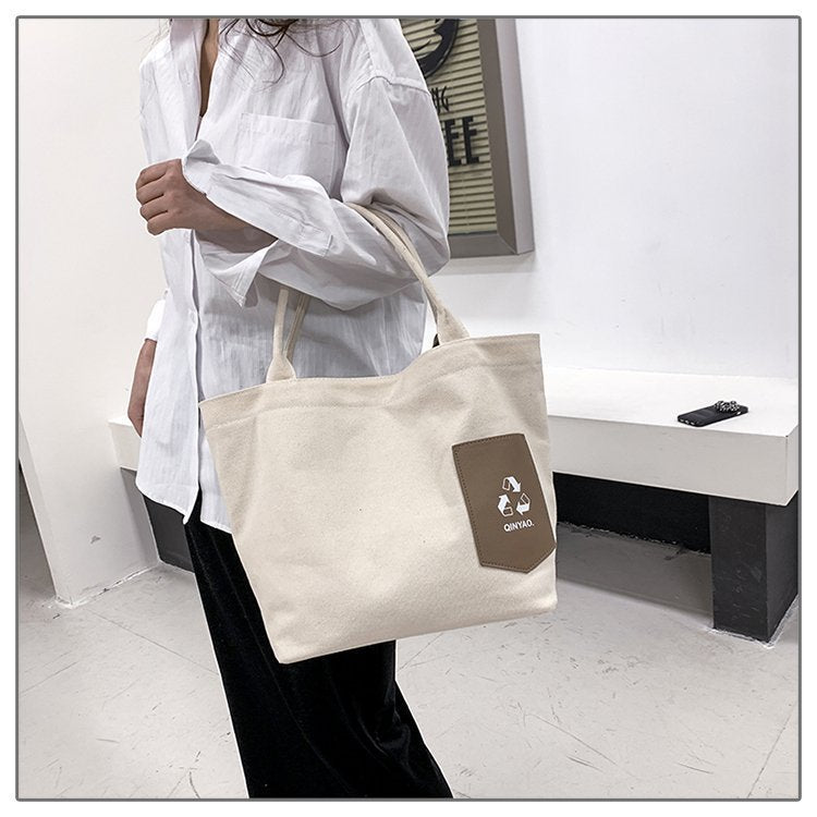 Letter Canvas Large Capacity Female Class Handbags