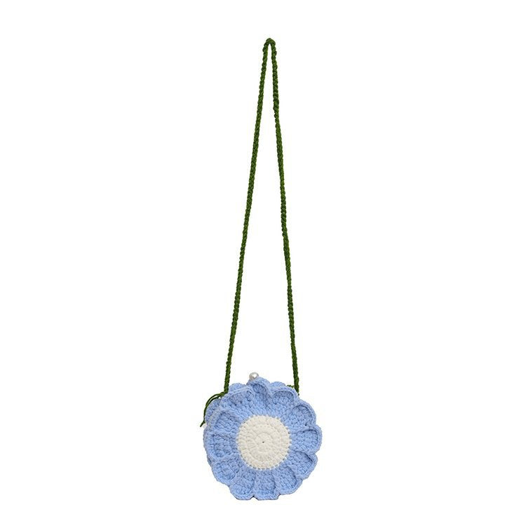 Women's Wool Crocheted Fresh Sweet Contrast Color Mobile Bags