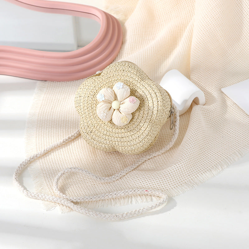 Women's Woven Seaside Flower Beach Summer Mini Children's Coin Purse