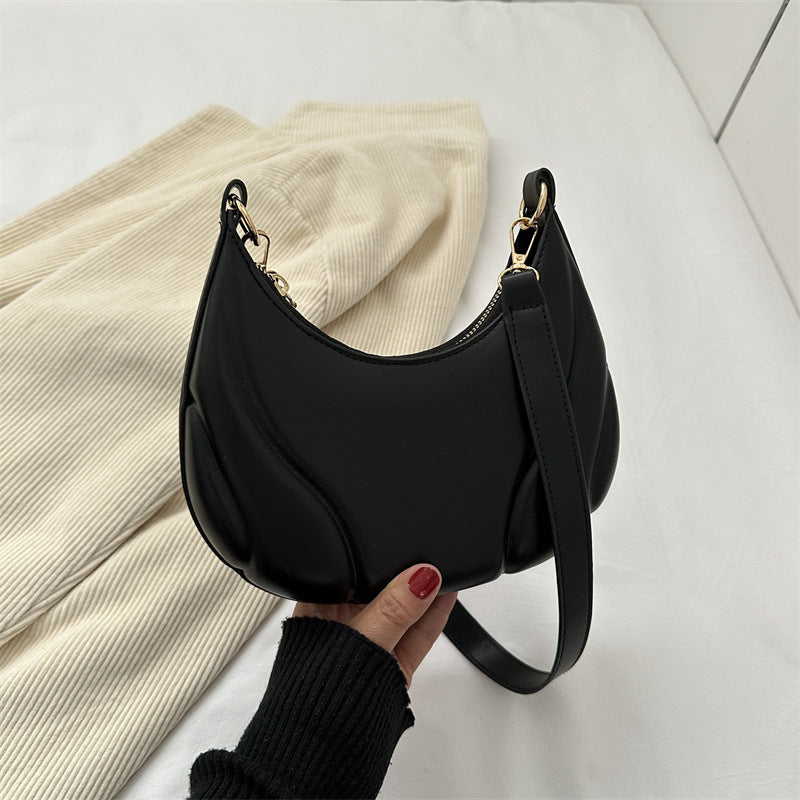 Women's Leather Autumn Underarm Tide Design Baseball Shoulder Bags